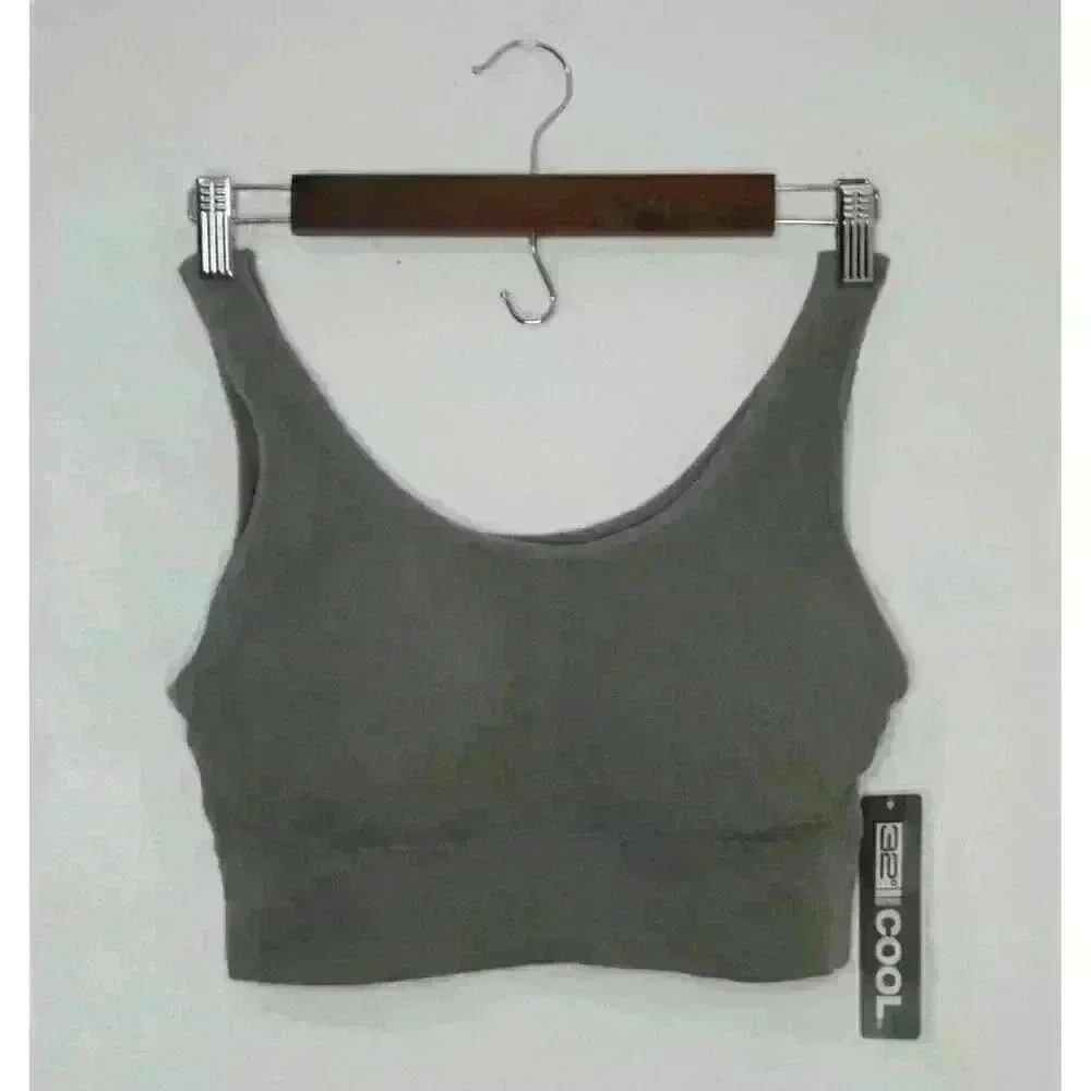 New Women's‎ 32 Degrees Cool Steel Gray Seamless Racerback Sports Bra Size L NWT
